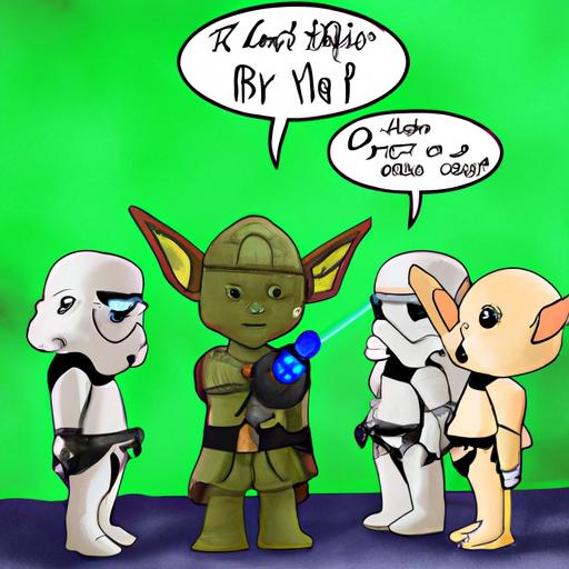 Baby Yoda shows off his new special armor to his friends, proud of his new look.