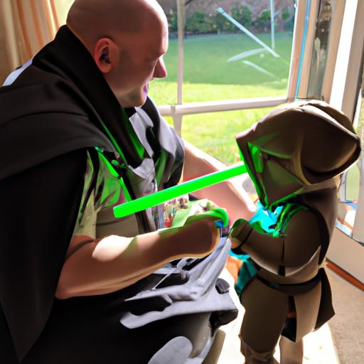 A Jedi trains Baby Yoda with his new special armor, preparing him for the future.