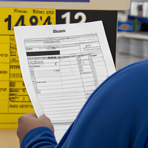 A Walmart employee carefully reviews their W2 form to ensure all information is accurate.
