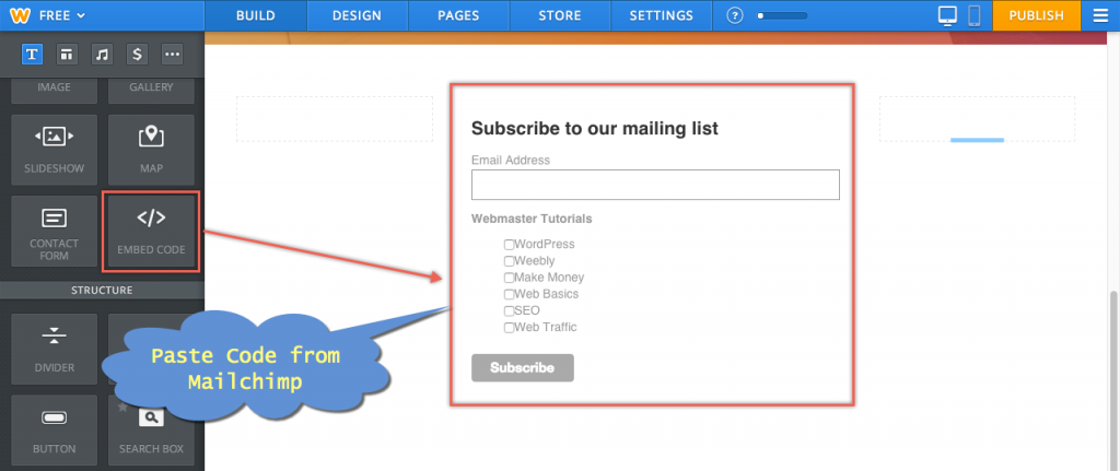 How To Add Mailchimp Newsletter Subscription In Weebly?