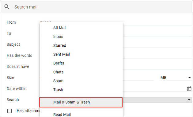 deleted trash recovery gmail