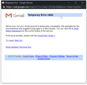 gmail account error 404