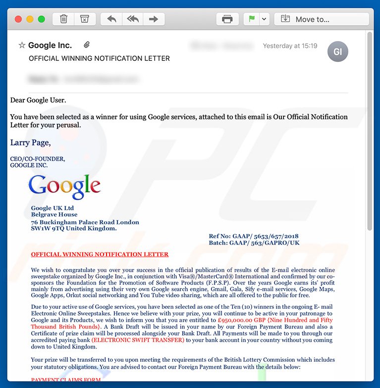 Google Winner Email Scam – Removal and recovery steps (updated)