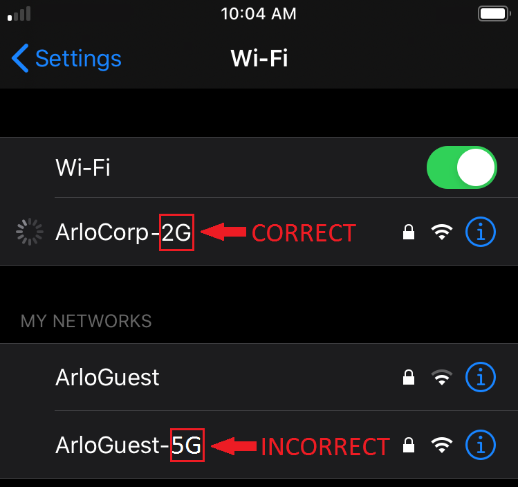 How do I connect my mobile device to a 2.4 GHz Wi-Fi network to set up my Arlo camera?