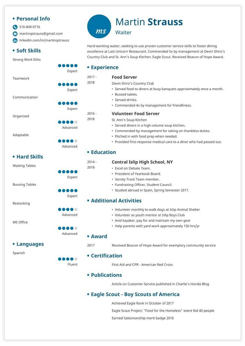 Teenager Resume Examples (Also With No Work Experience)