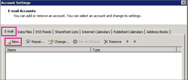 How to create an email account on outlook 2010