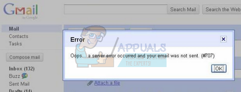 Fix: Oops… a server error occurred and your email was not sent (707) – Appuals.com