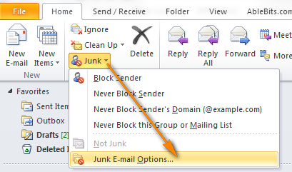 How to stop spam by configuring Outlook Junk E-mail Filter properly