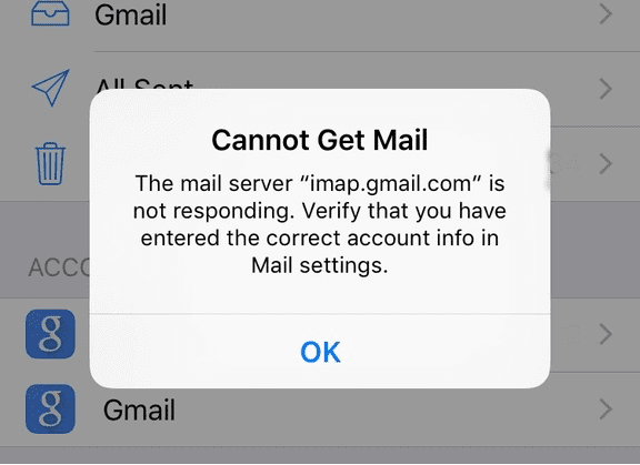 Error message imap.gmail.com is not responding – How we sort it out