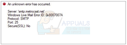 FIX: Windows Live Mail Error 0x8007007A When Sending Emails – Appuals.com